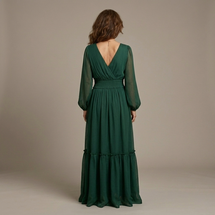 María - Vestido de chiffon con escote en V