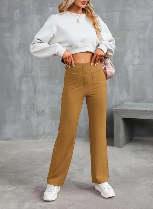 Pantalón de cintura alta y elástica