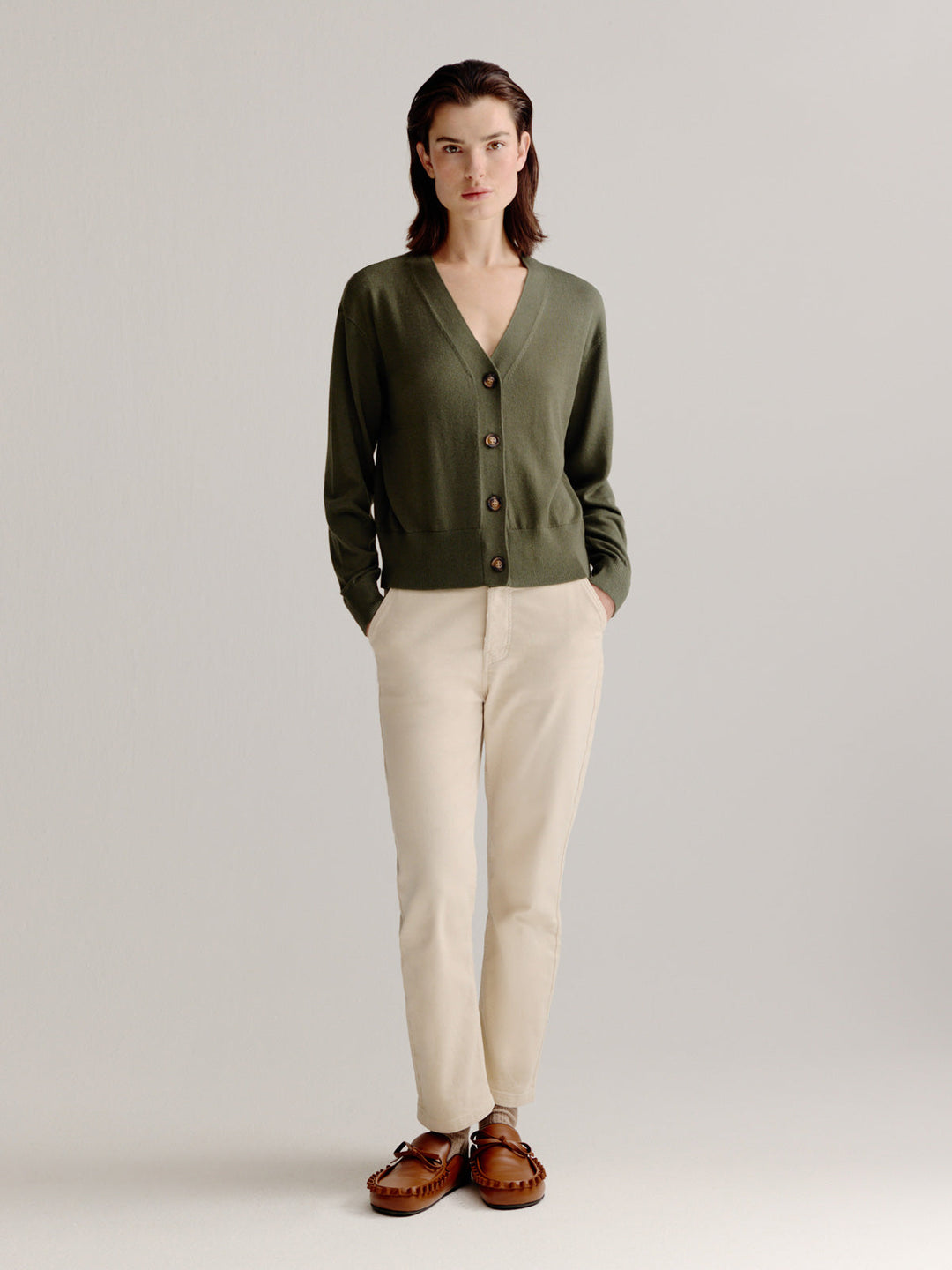 Sara - Cárdigan Verde Oliva