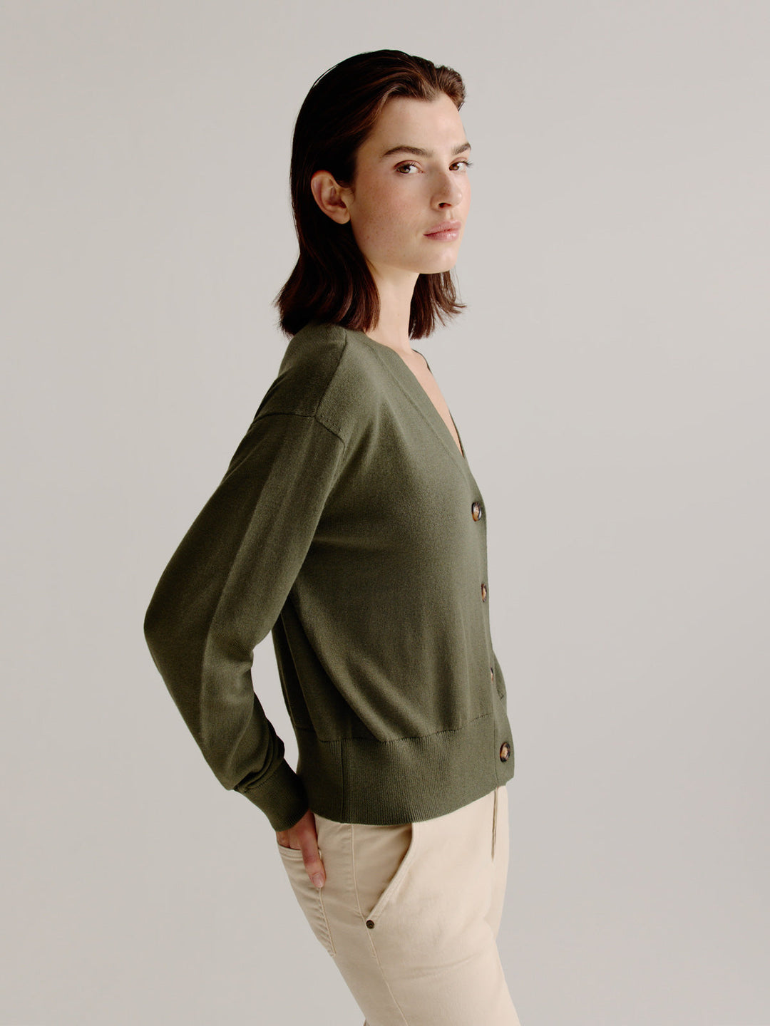 Sara - Cárdigan Verde Oliva