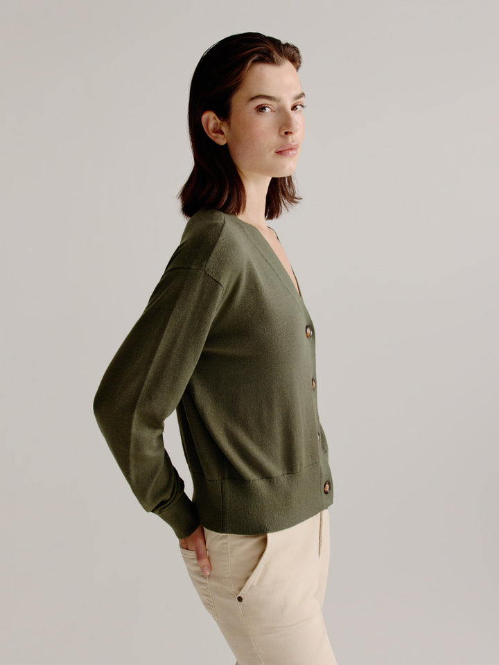 Sara - Cárdigan Verde Oliva