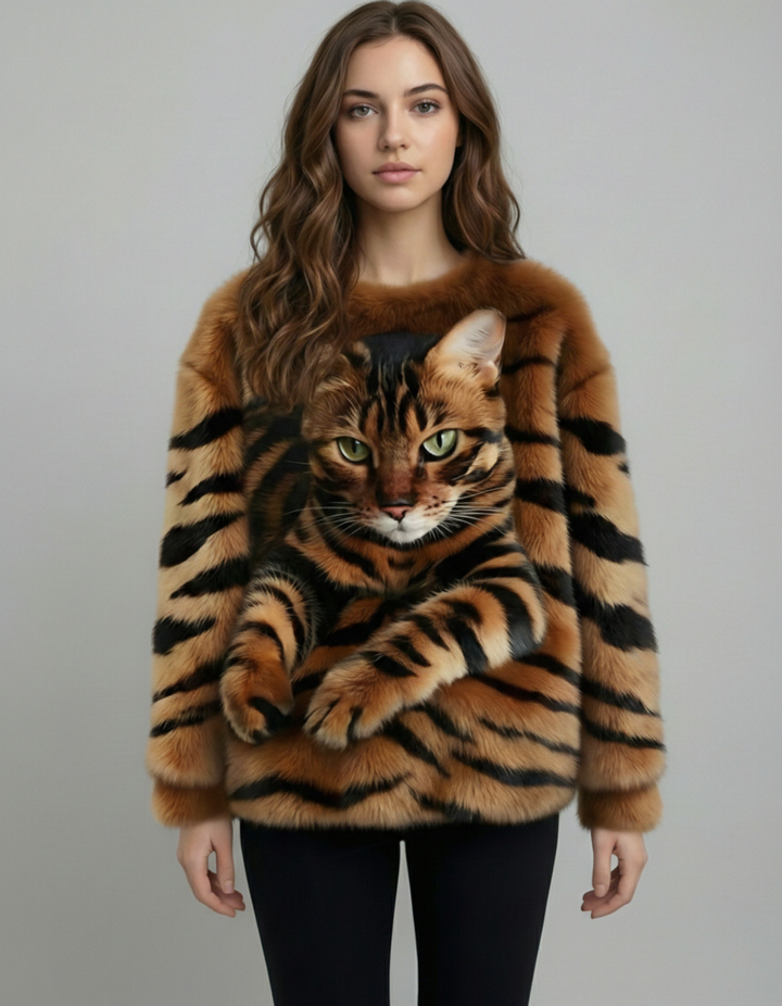 Isabel - Jersey Cálido con Estampado de Gato