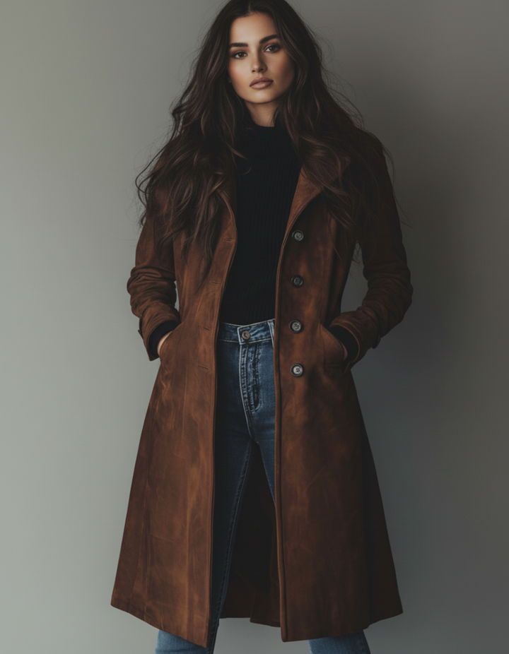 Teresa - Abrigo de Ante Estilo Vintage