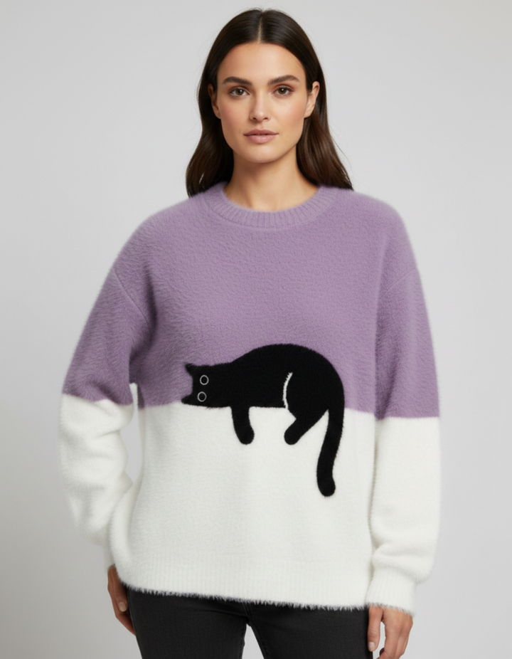 Luna - Sudadera para Mujer con Gráfico de Gato
