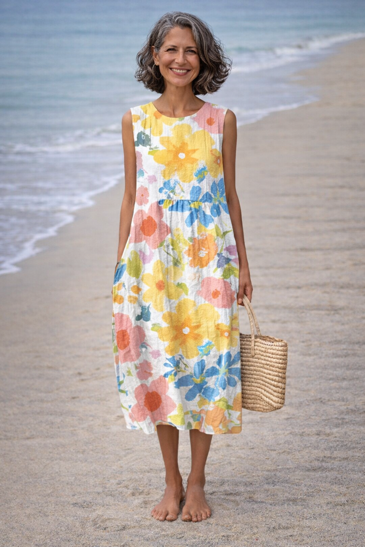 Ella | Vestido midi con flores pastel