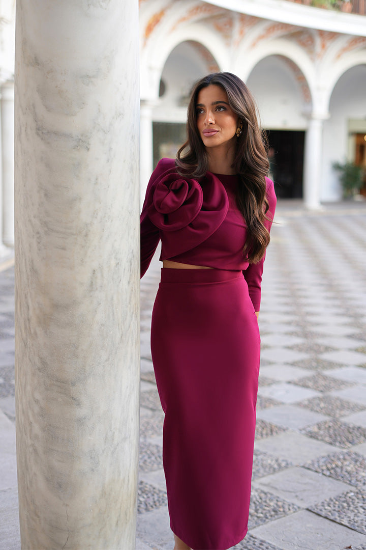 Conjunto Bardot Granate
