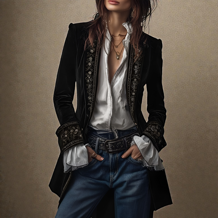 Nuria - Chaqueta Elegante de Terciopelo