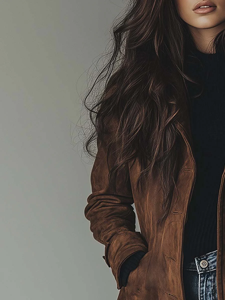 Teresa - Abrigo de Ante Estilo Vintage