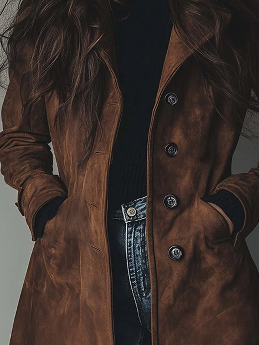 Teresa - Abrigo de Ante Estilo Vintage