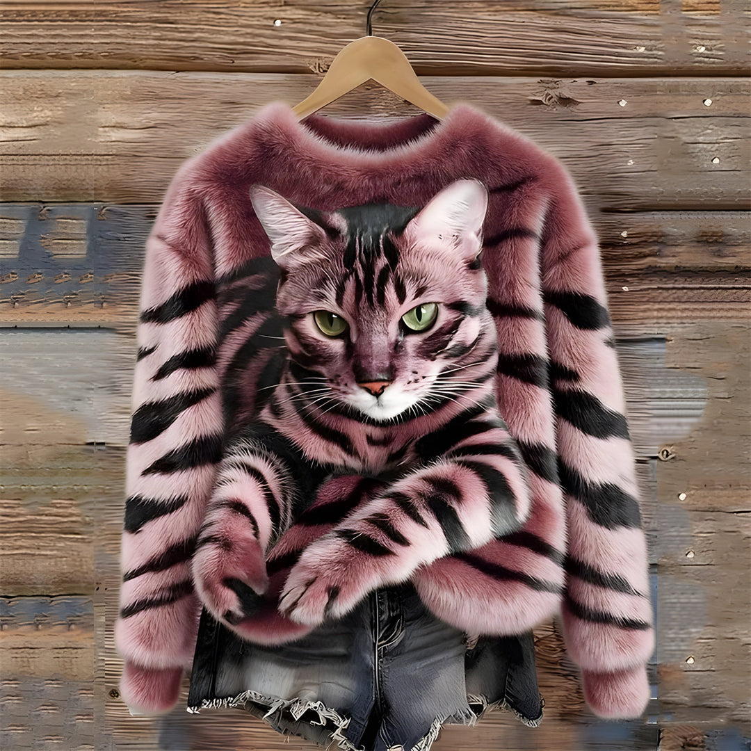 Isabel - Jersey Cálido con Estampado de Gato